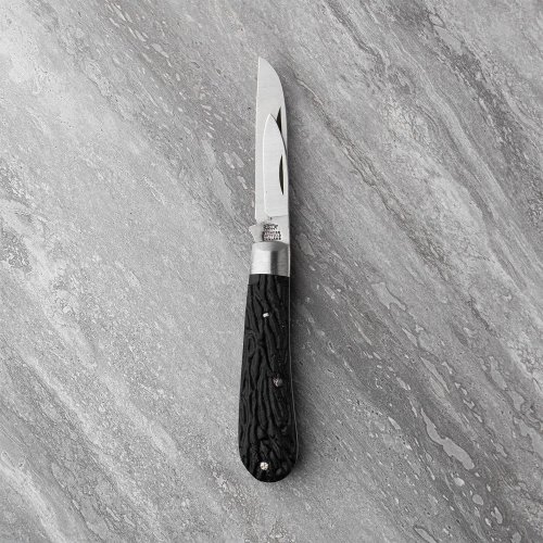 Sheffield Made Twin Blade 6.2cm Lambfoot & 4cm Penknife Blades Black Imitation Stag