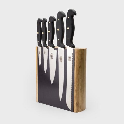 Professional Series 5 Piece Magnetic Bamboo Knife Block Set