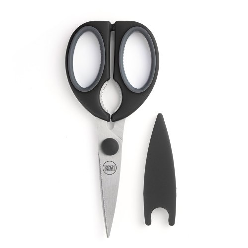 All Purpose Soft Grip Kitchen Scissor with Magnetic Sheath Black 21cm
