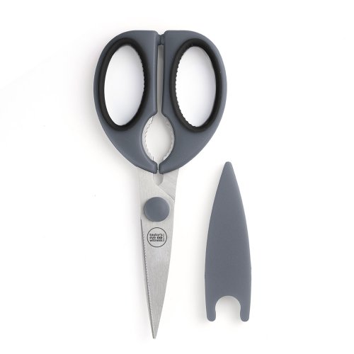 All Purpose Soft Grip Kitchen Scissor with Magnetic Sheath Grey 21cm