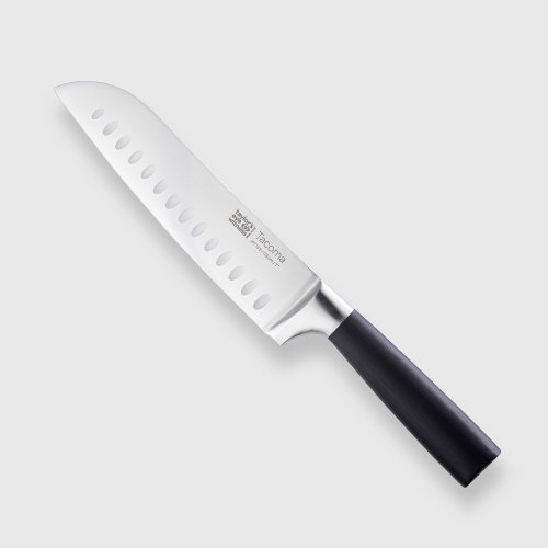 Tacoma Stainless Steel & Black Ash Effect Santoku Knife 18cm