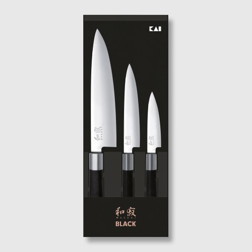 Wasabi Black 3 Piece 10cm Utility, 15cm Chef & 20cm Chef Knife Set