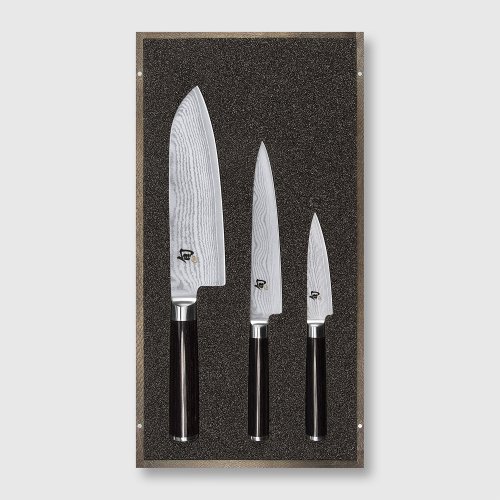 Shun Classic 8.5cm Paring, 15cm Utility & 16cm Santoku Knife Set