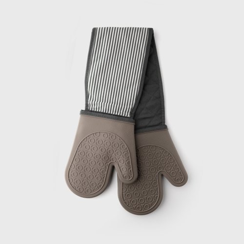 Steamproof Silicone Double Oven Gloves, Grey
