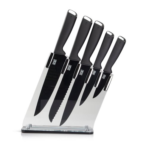 Juno Chrome 5 Piece Kitchen Knife Block Set