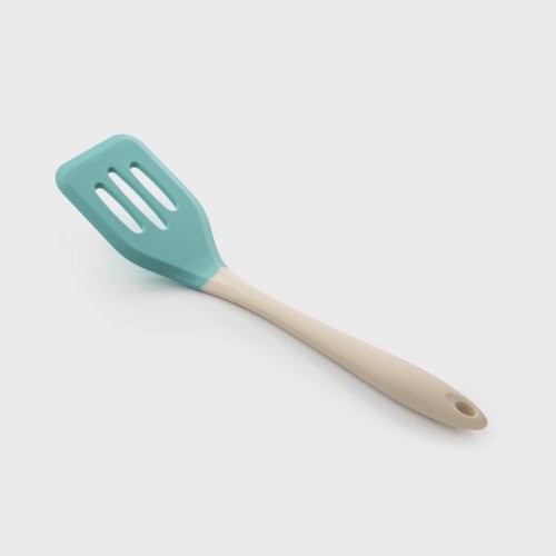Two-Tone Buttermilk & Turquoise Silicone Slotted Turner