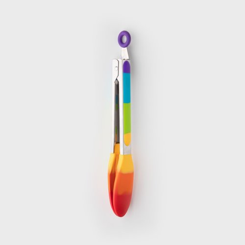 Rainbow Silicone & Stainless Steel Tongs
