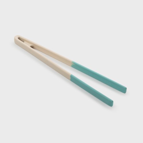 Two-Tone Buttermilk & Turquoise Silicone Tongs