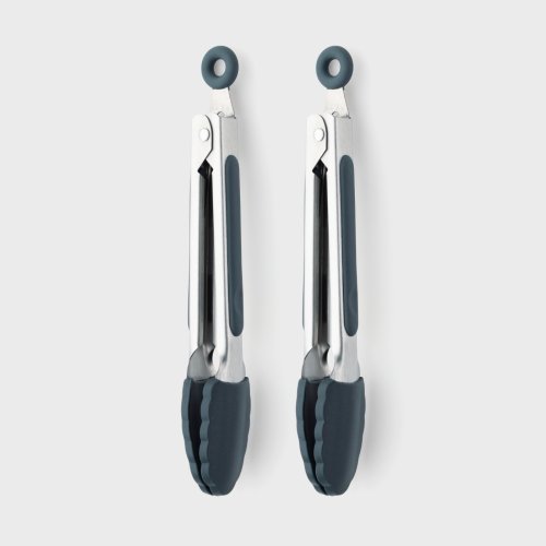 Set of Two Mini Graphite & Stainless Steel Tongs