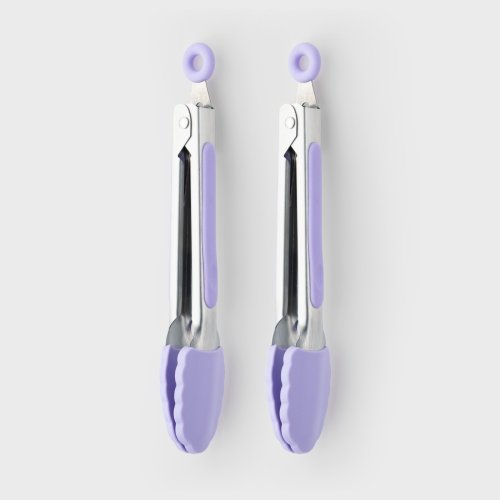 Set of Two Mini Lavender & Stainless Steel Tongs