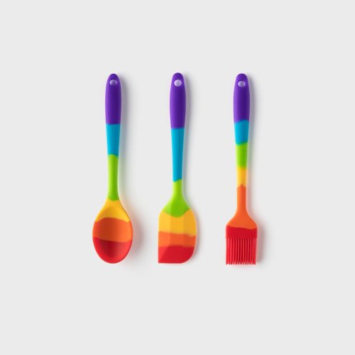 Mini Rainbow Spoon, Spatula & Pastry Brush Set