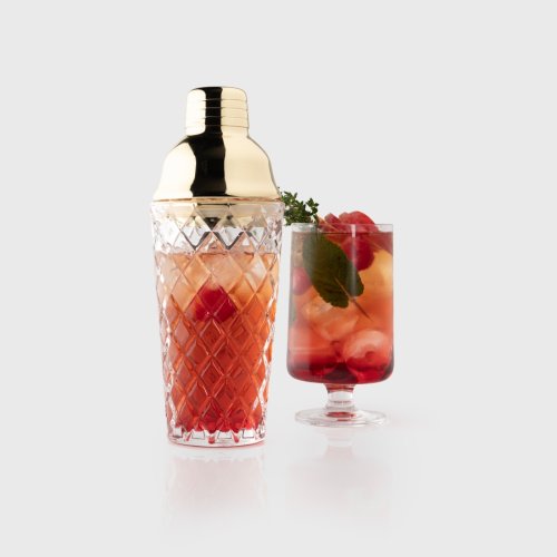 Taproom Embossed Glass Cocktail Shaker, Gold