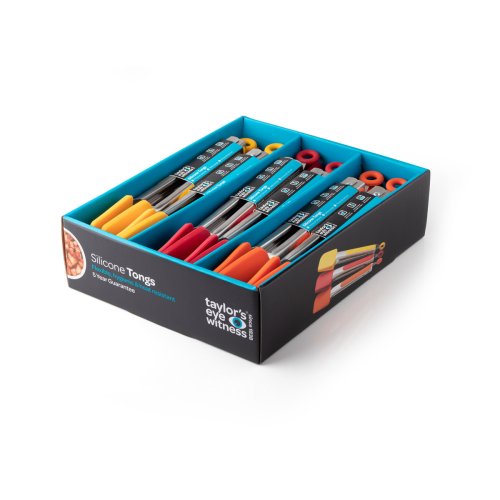 Stainless Steel Silicone Tongs CDU of 12 Pieces