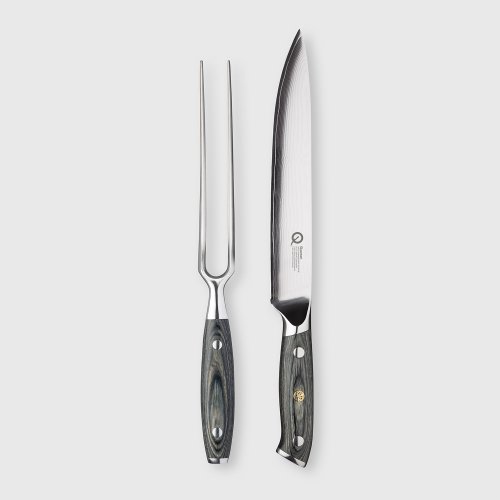 Quantum Q30 Series 2 Piece Damascus Steel Carving Knife & Carving Fork Set