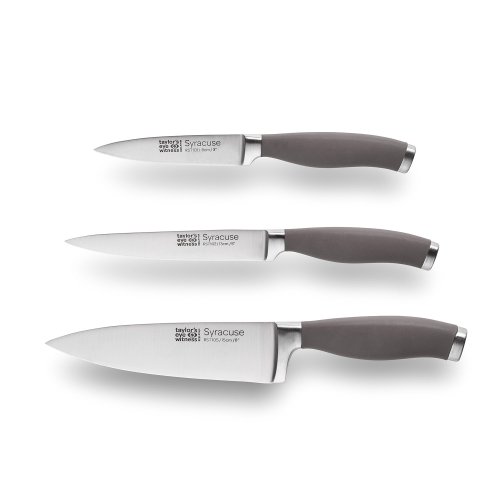 Syracuse Soft Grip Grey 3 Piece Paring, All Purpose & 15cm Chef's Knife Set