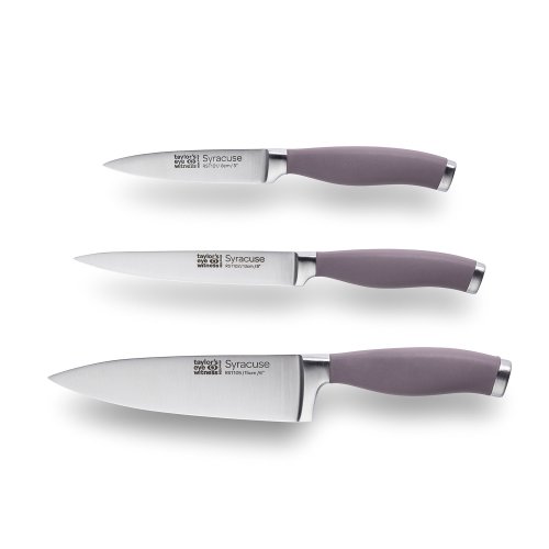 Syracuse Soft Grip Berry 3 Piece Paring, All Purpose & 15cm Chef's Knife Set