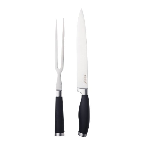 Professional Sabatier Soft Grip 2 Piece Carving Knife & Carving Fork Set
