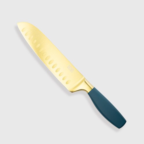 Satin Gold Peacock Soft Touch Santoku Knife 17.5cm