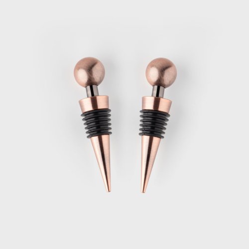 Taproom Two Piece Copper Ball Bottle Stopper Set