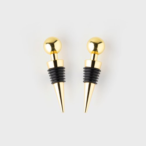 Taproom Two Piece Gold Ball Bottle Stopper Set
