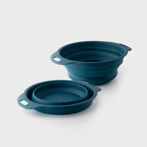 Large Collapsible Colander Chatsworth Blue