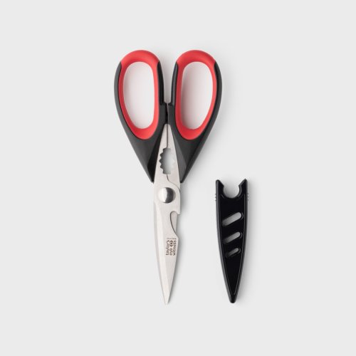 All Purpose Soft Grip Shears with Sheath Black & Red 23cm