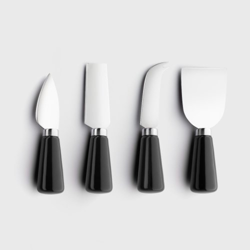 Four Piece Cheese Knife Set, Black