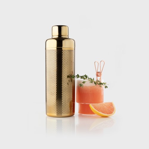 Taproom 650ml Gold Etched Stainless Steel Cobbler Cocktail Shaker