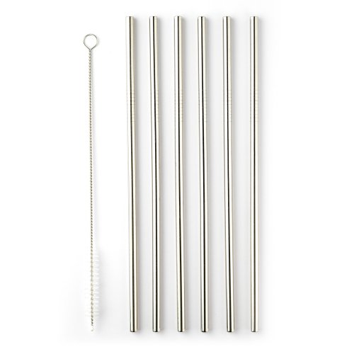Taproom 6 Straight Stainless Steel 21.5cm Drinking Straws 
