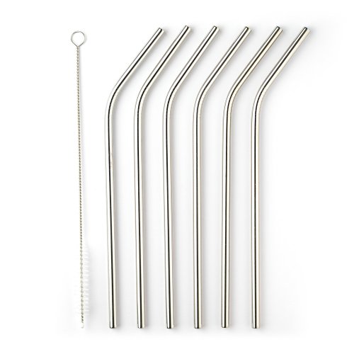 Taproom 6 Bent Stainless Steel 21cm Drinking Straws 